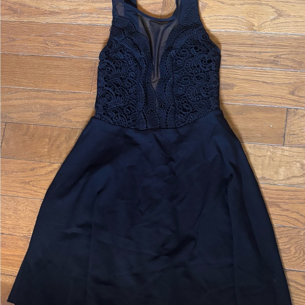 Lulu's Black Lace Bodice Mini Dress
